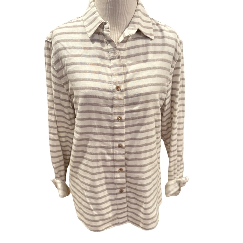California Tailor — Striped Button-Up Shirt (Size M)